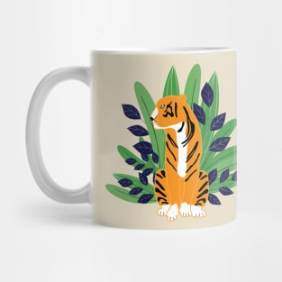 Tiger amoung leaves Mug